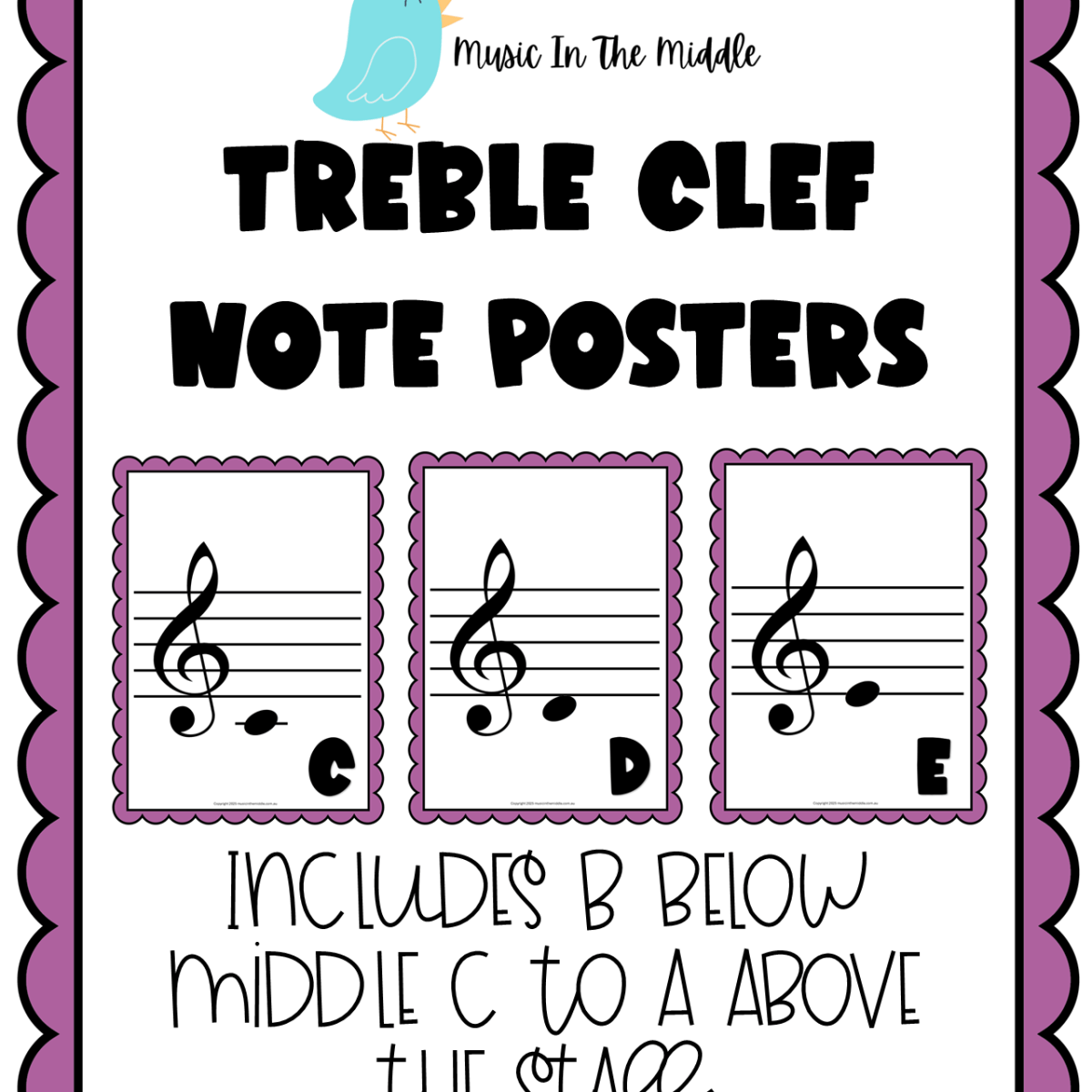 Treble Clef Notes Scallop&nbsp;Borders